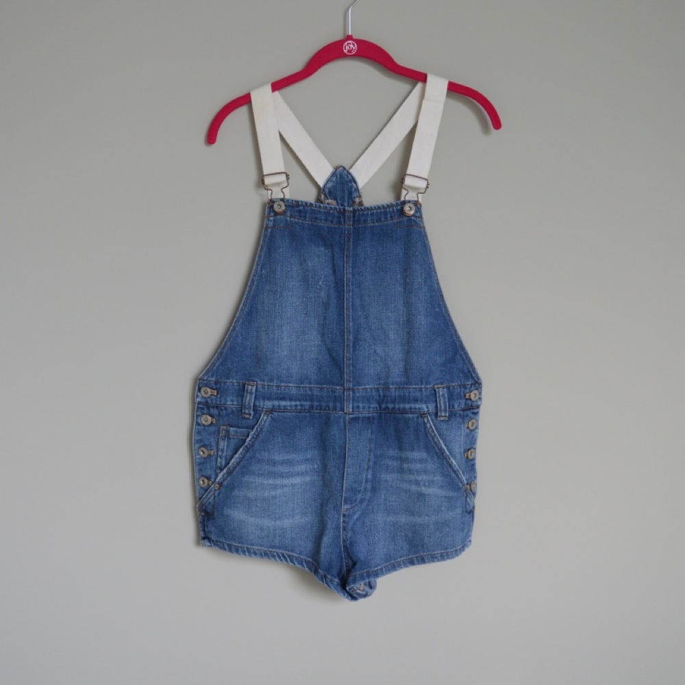 Free People Shapeless Denim Overall Shorts Romper